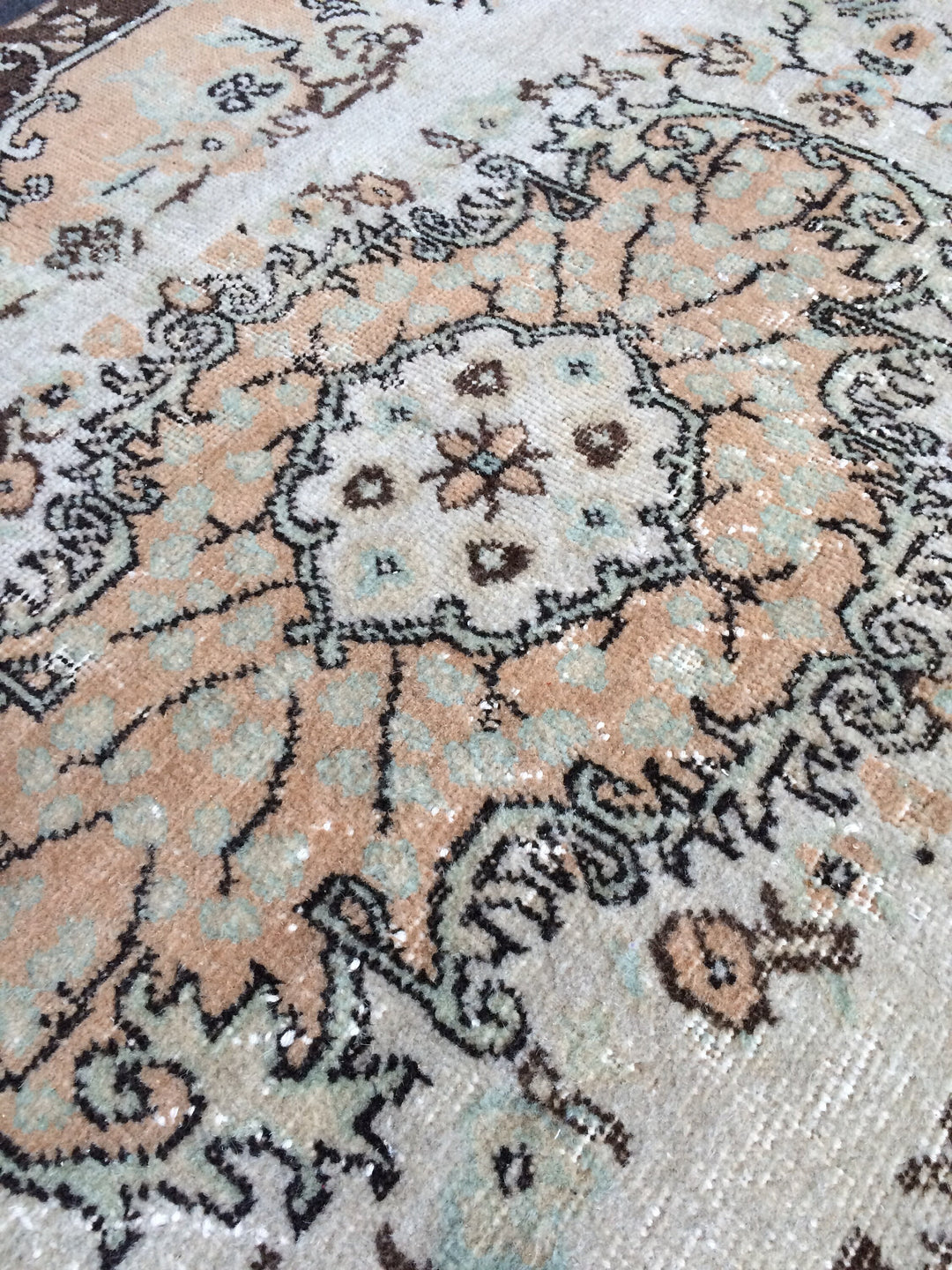 Rust Turkish Runner Rug 4' x 7' 2" Hand-Knotted texture