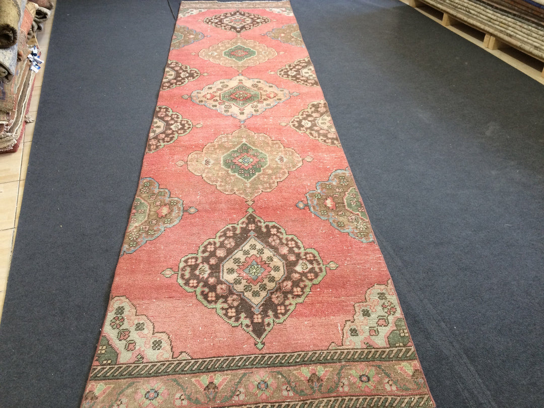 Beige Turkish Runner Rug 3' x 12' 6" Hand-Knotted