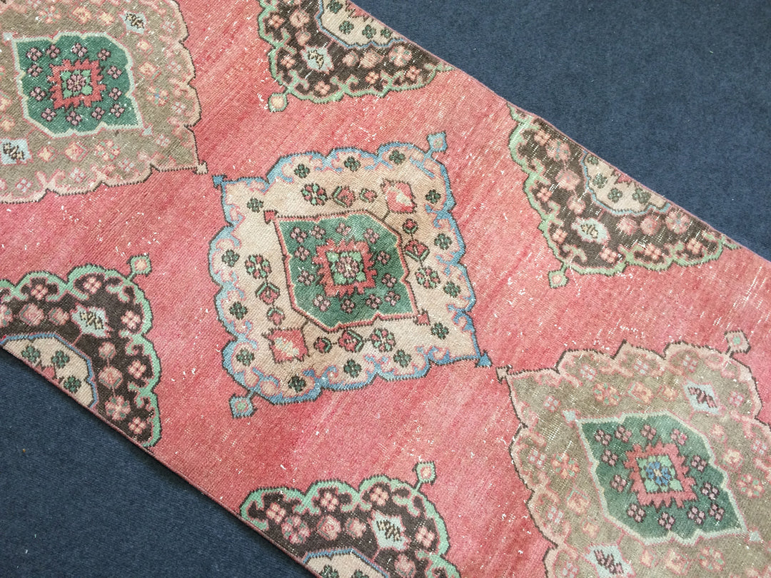 Beige Turkish Runner Rug 3' x 12' 6" Hand-Knotted pattern