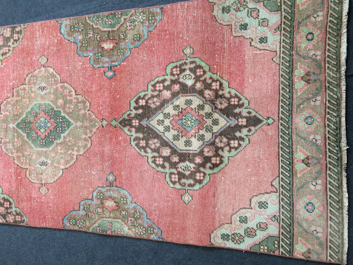 Beige Turkish Runner Rug 3' x 12' 6" Hand-Knotted close-up