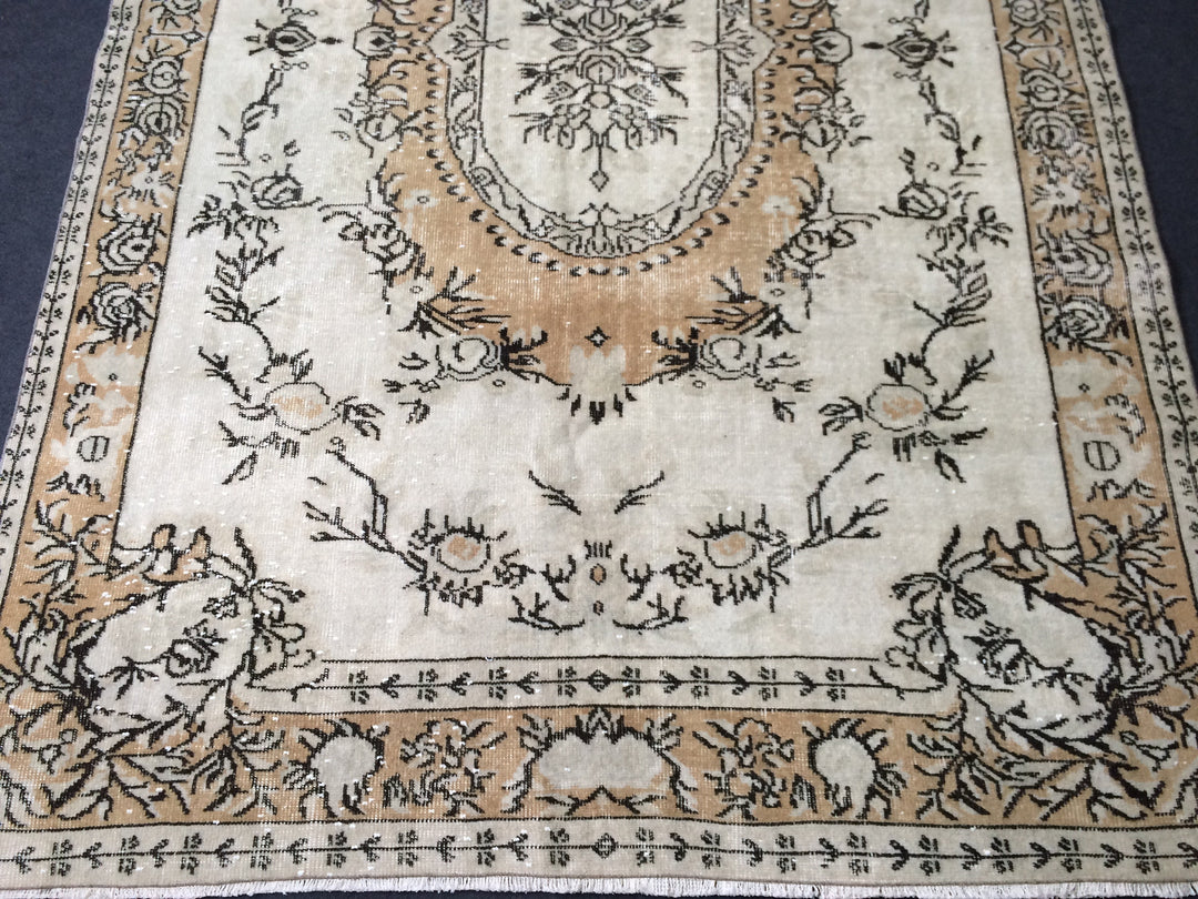 Beige Turkish Runner Rug 6' 5" x 9' 10" Hand-Knotted view