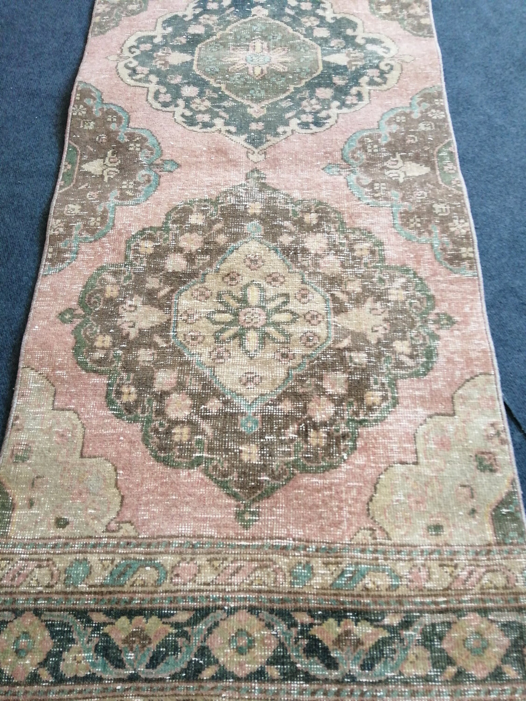 Beige Turkish Runner Rug 2' 6" x 11' 1" Hand-Knotted reverse