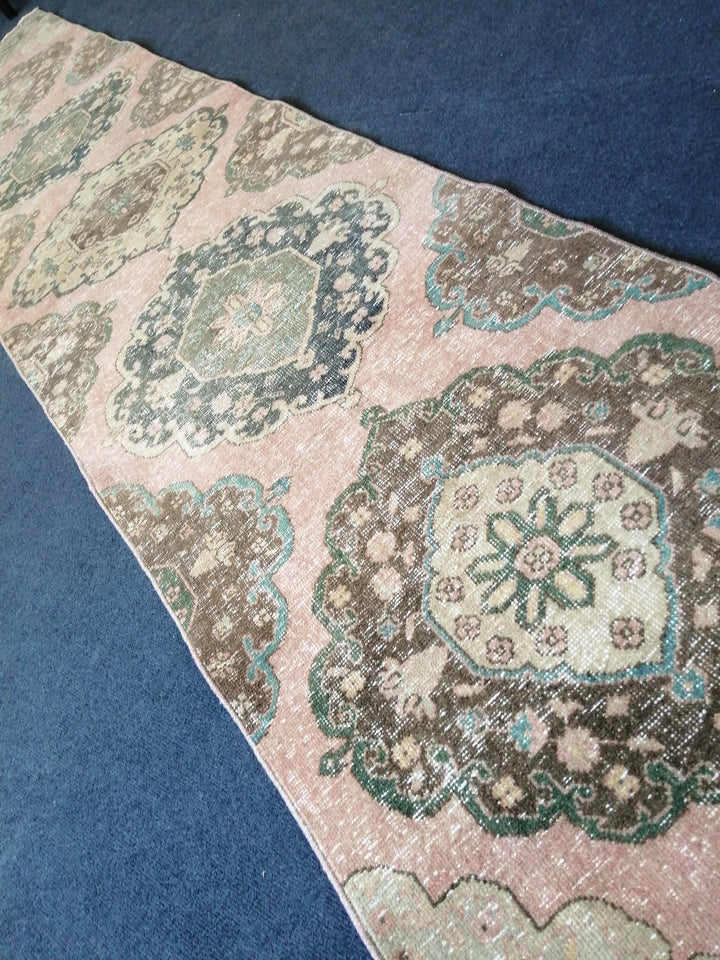 Beige Turkish Runner Rug 2' 6" x 11' 1" Hand-Knotted border