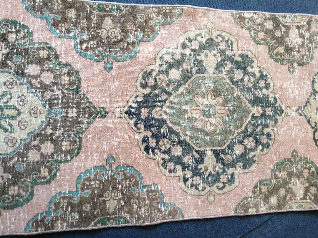 Beige Turkish Runner Rug 2' 6" x 11' 1" Hand-Knotted field