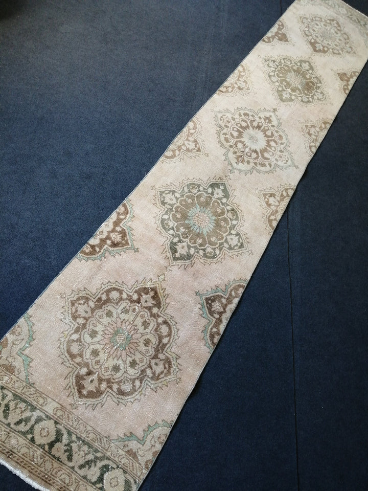 Beige Turkish Runner Rug 2' 6" x 13' Hand-Knotted