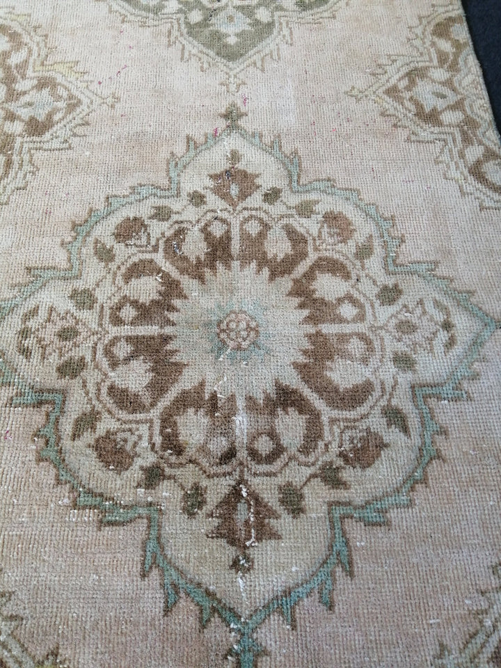 Beige Turkish Runner Rug 2' 6" x 13' Hand-Knotted field