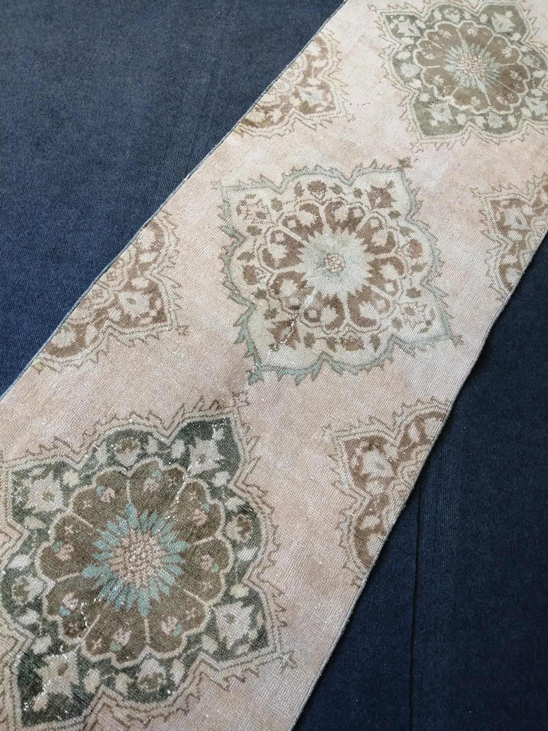 Beige Turkish Runner Rug 2' 6" x 13' Hand-Knotted detail