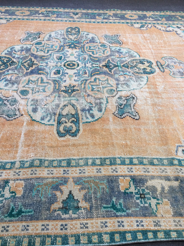 Beige Turkish Runner Rug 7' x 11' 5" Hand-Knotted view 9