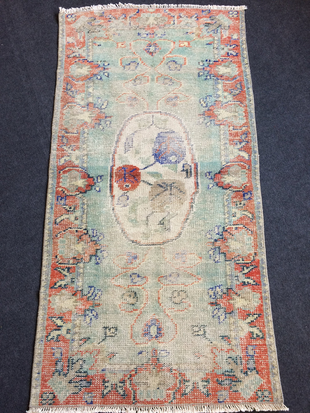 Beige Turkish Distressed Runner Rug 2' 5" x 4' 11" Hand-Knotted | No. WR78661