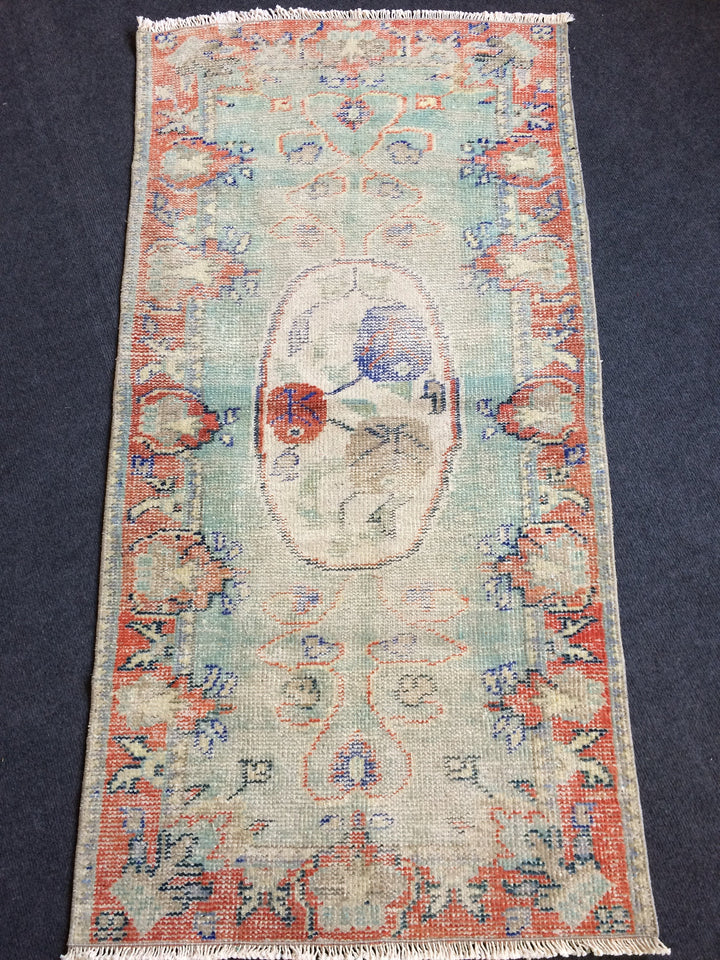 Beige Turkish Distressed Runner Rug 2' 5" x 4' 11" Hand-Knotted | No. WR78661