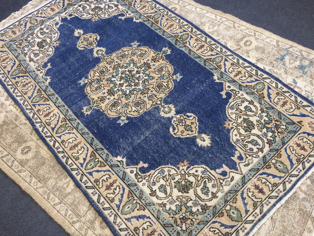 Blue Turkish Oushak Rug 4' x 7' Hand-Knotted | No. WR12977