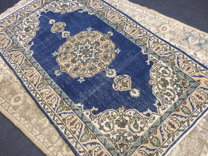 Blue Turkish Oushak Rug 4' x 7' Hand-Knotted | No. WR12977
