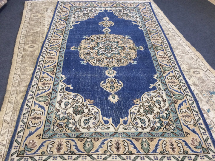 Blue Turkish Oushak Rug 4' x 7' Hand-Knotted | No. WR12977