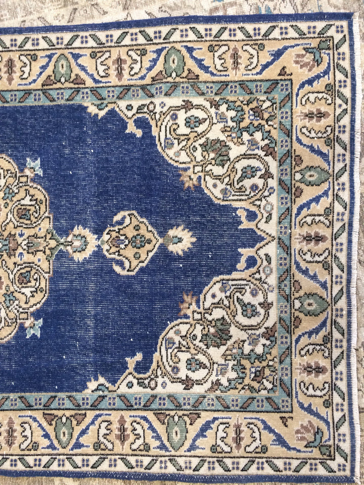 Blue Turkish Oushak Rug 4' x 7' Hand-Knotted | No. WR12977