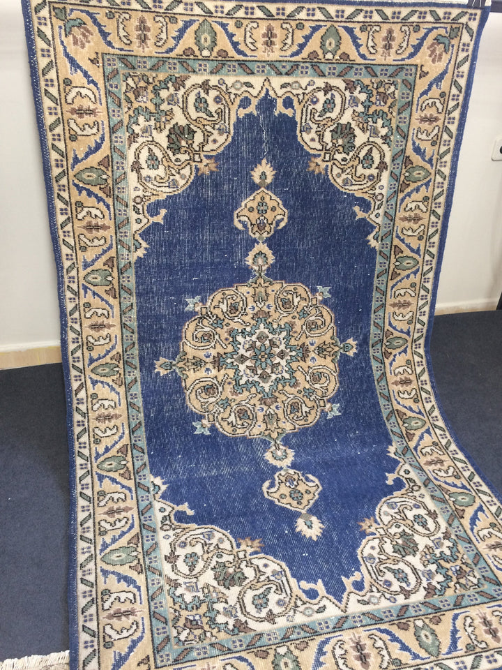 Blue Turkish Oushak Rug 4' x 7' Hand-Knotted | No. WR12977