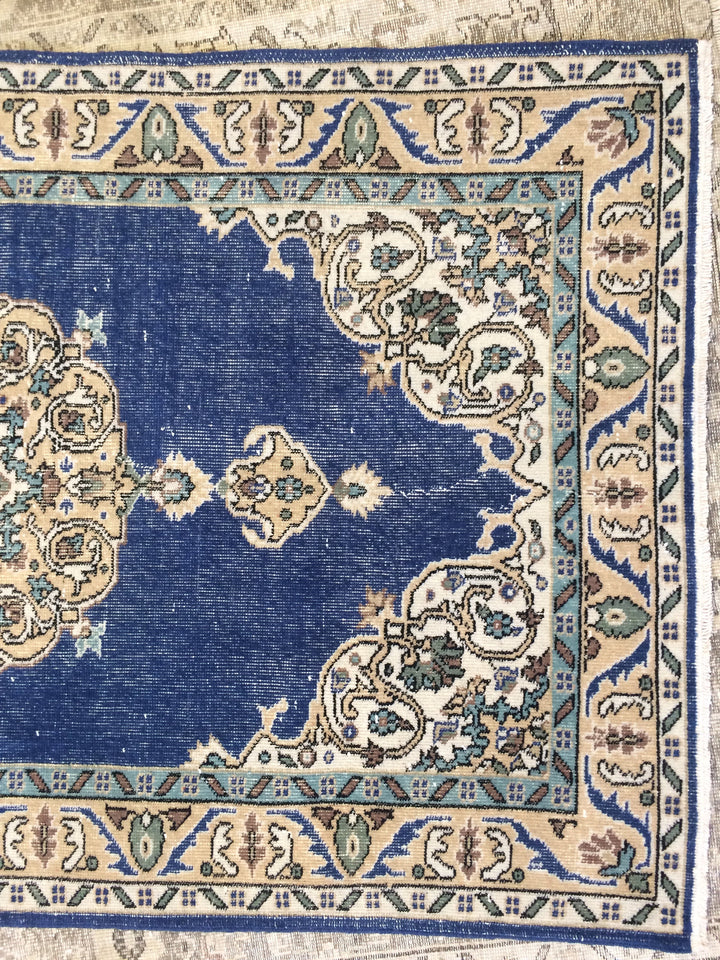 Blue Turkish Oushak Rug 4' x 7' Hand-Knotted | No. WR12977
