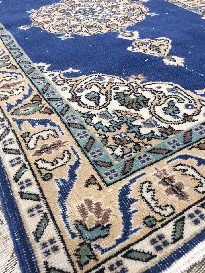 Blue Turkish Oushak Rug 4' x 7' Hand-Knotted | No. WR12977
