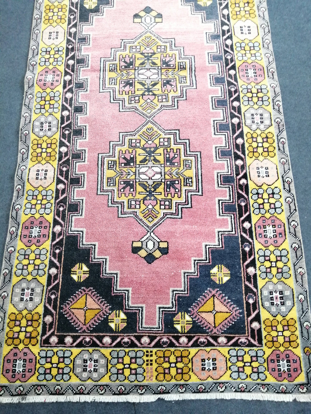 Pink Turkish Runner Rug 3' 10" x 7' 4" Hand-Knotted view 9