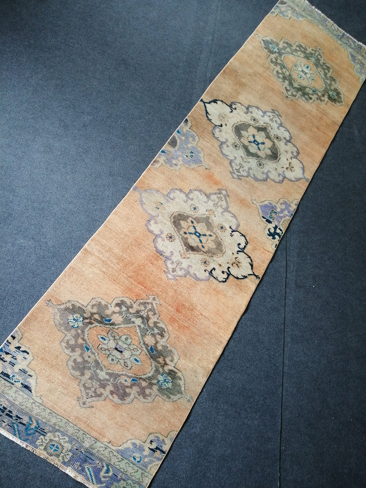 Beige Turkish Runner Rug 2' 7" x 10' Hand-Knotted