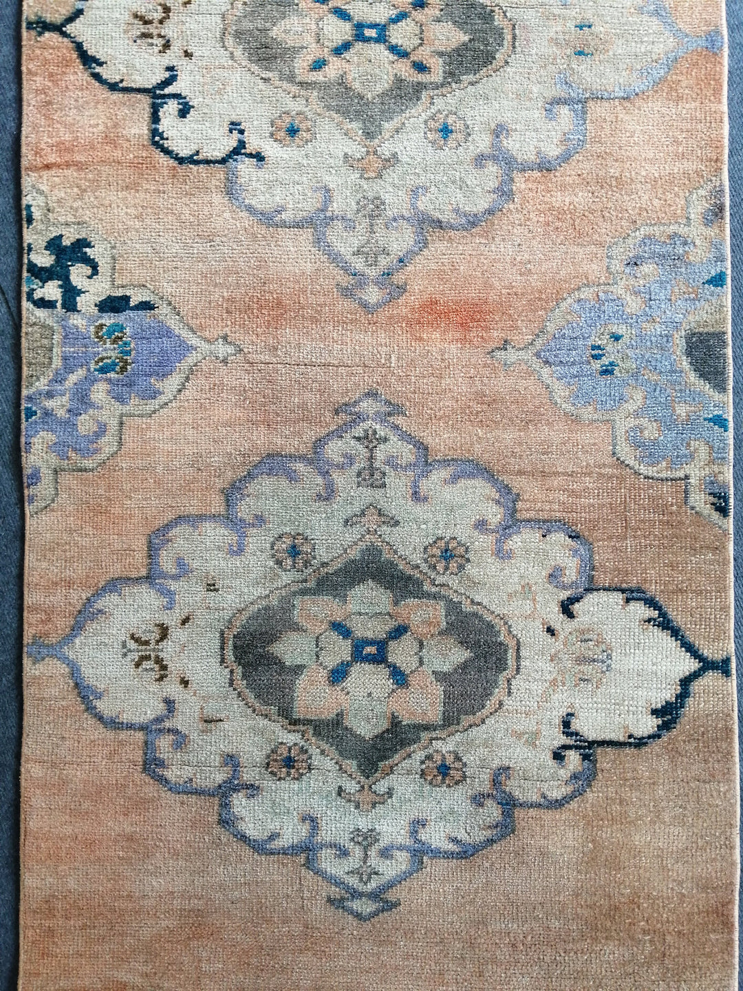 Beige Turkish Runner Rug 2' 7" x 10' Hand-Knotted texture