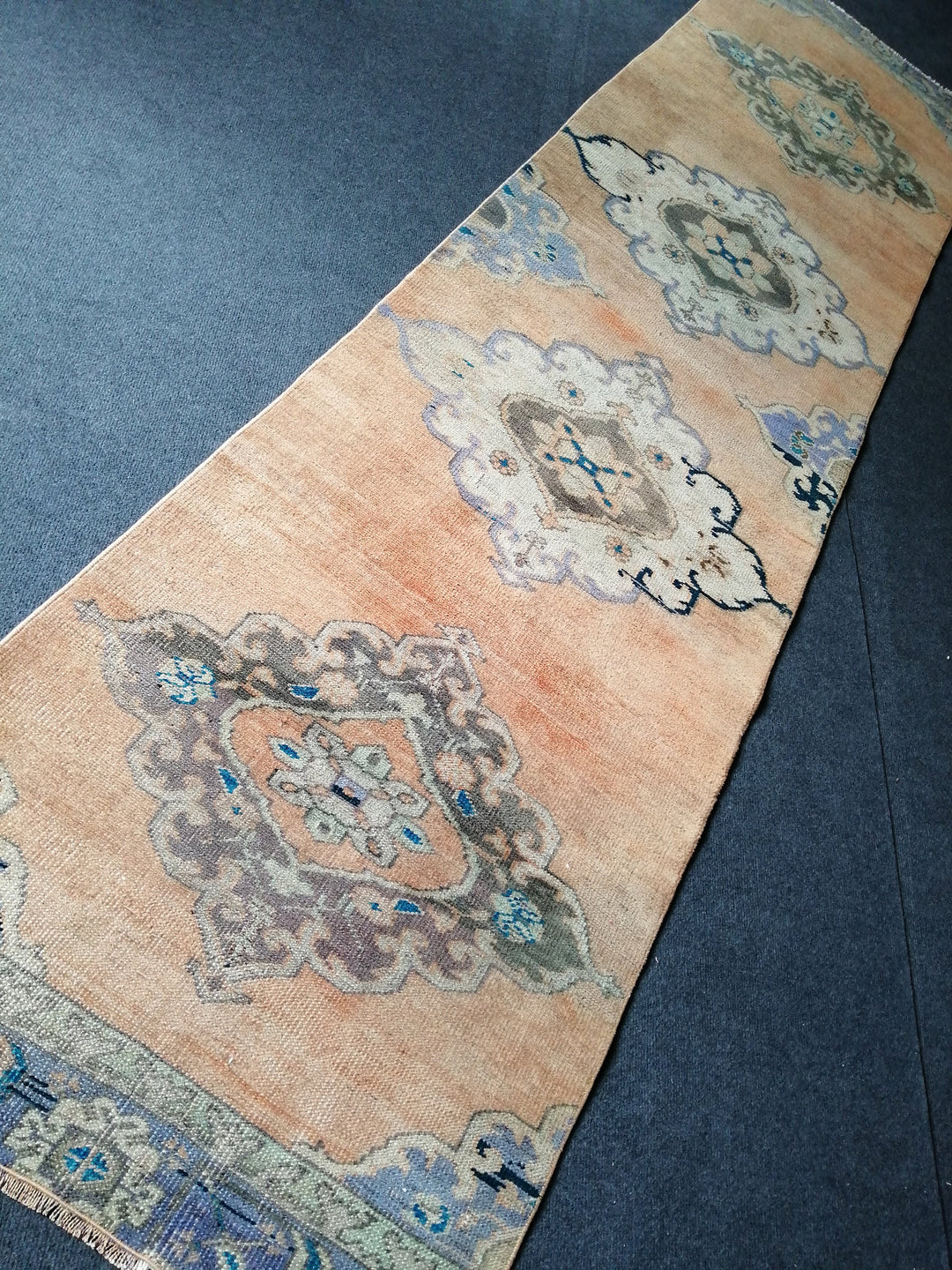 Beige Turkish Runner Rug 2' 7" x 10' Hand-Knotted detail
