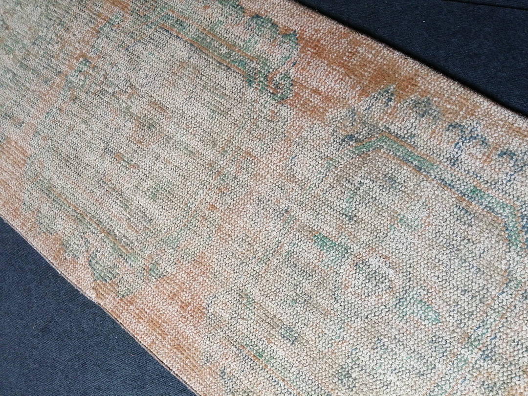 Beige Turkish Runner Rug 2' 10" x 11' Hand-Knotted border