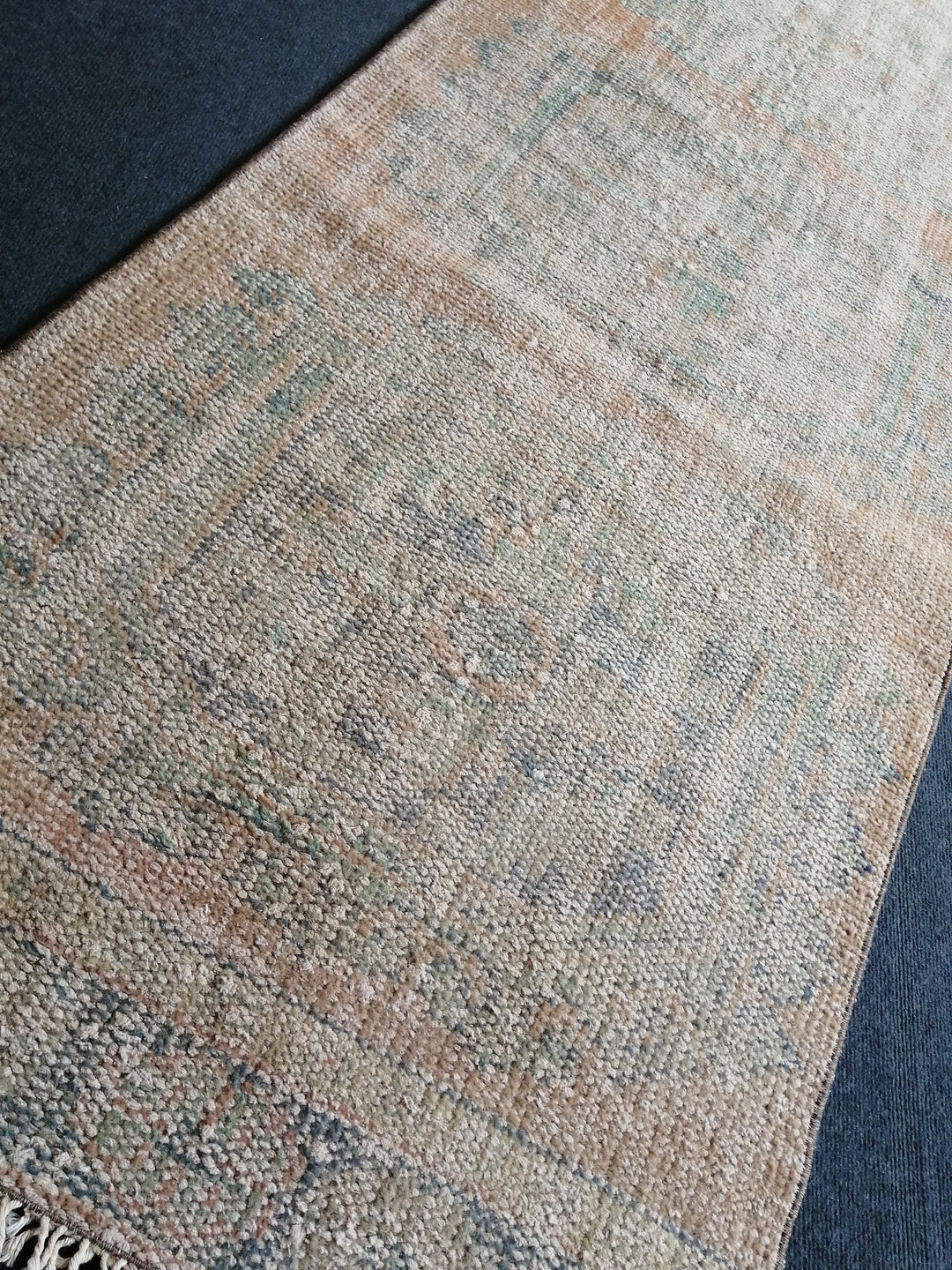 Beige Turkish Runner Rug 2' 10" x 11' Hand-Knotted reverse