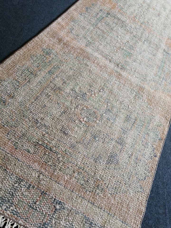 Beige Turkish Runner Rug 2' 10" x 11' Hand-Knotted reverse