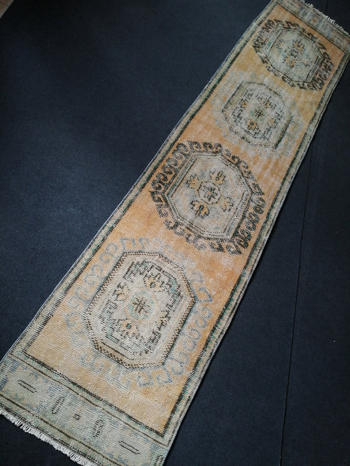 Beige Turkish Runner Rug 2' 8" x 11' 10" Hand-Knotted