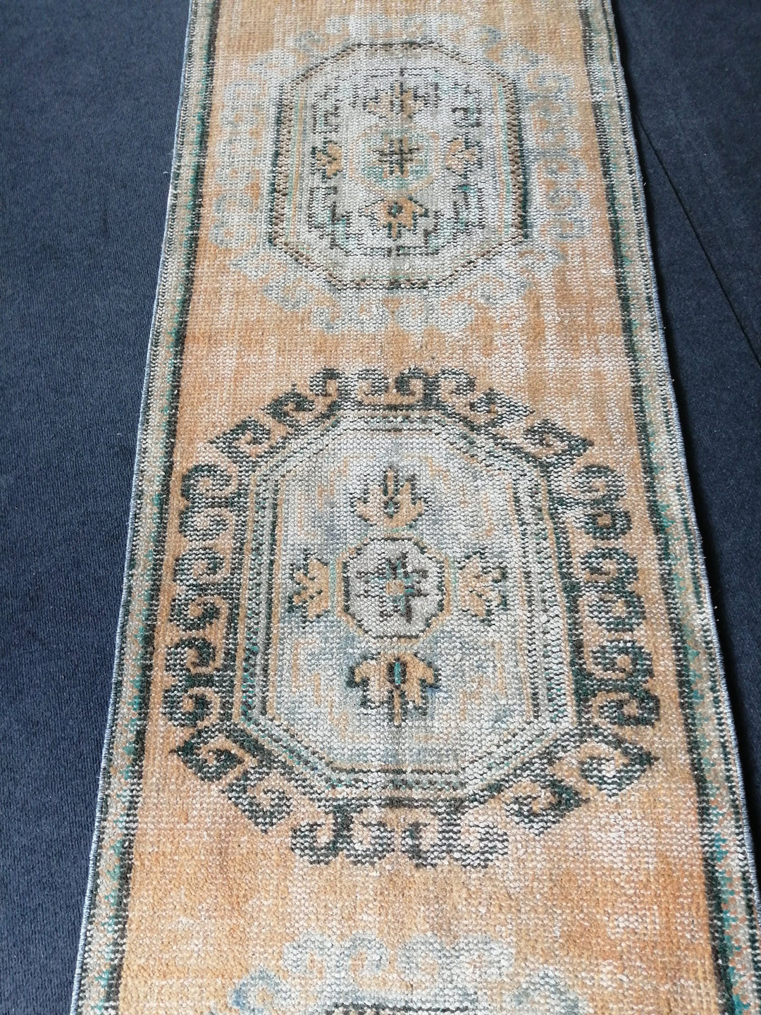 Beige Turkish Runner Rug 2' 8" x 11' 10" Hand-Knotted close-up