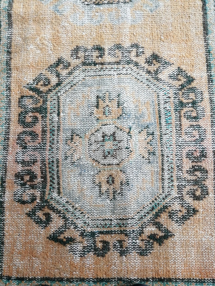 Beige Turkish Runner Rug 2' 8" x 11' 10" Hand-Knotted reverse