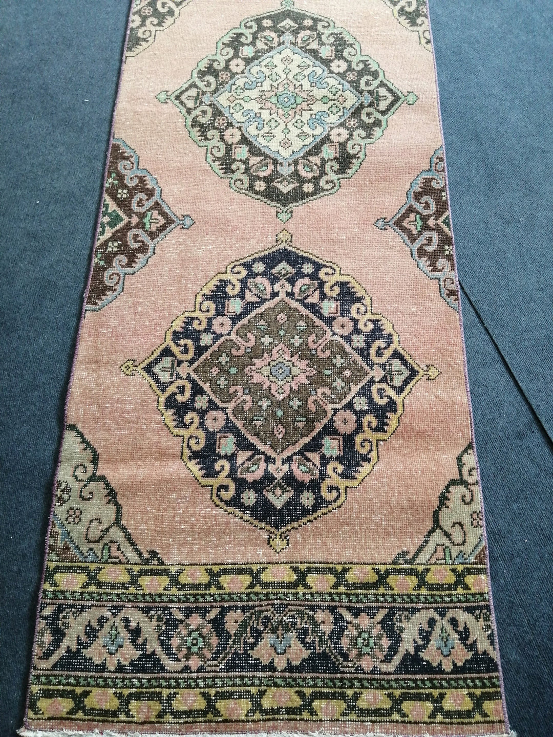 Beige Turkish Runner Rug 2' 7" x 13' 5" Hand-Knotted detail