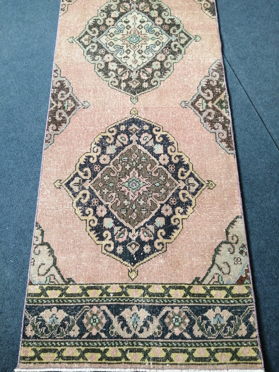 Beige Turkish Runner Rug 2' 7" x 13' 5" Hand-Knotted pattern