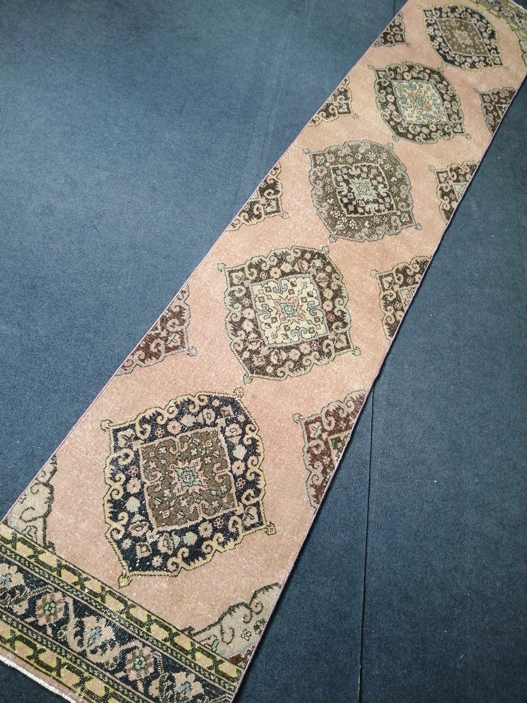 Beige Turkish Runner Rug 2' 7" x 13' 5" Hand-Knotted border