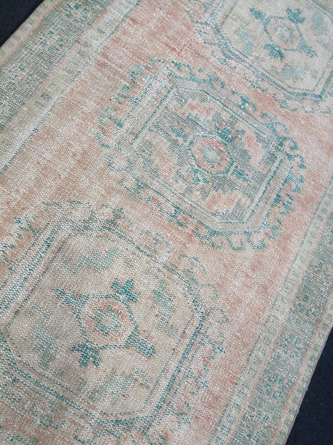Beige Turkish Runner Rug 4' 4" x 11' 2" Hand-Knotted pattern