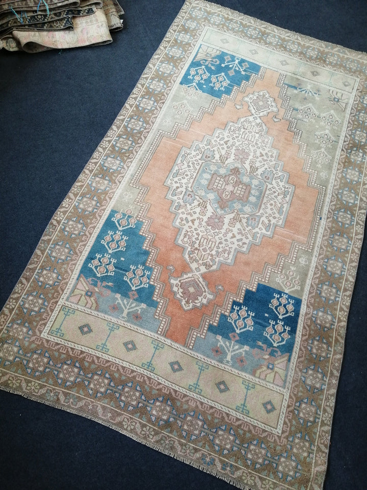 Blue Turkish Oushak Rug 4' 7" x 8' 2" Hand-Knotted | No. WR55072