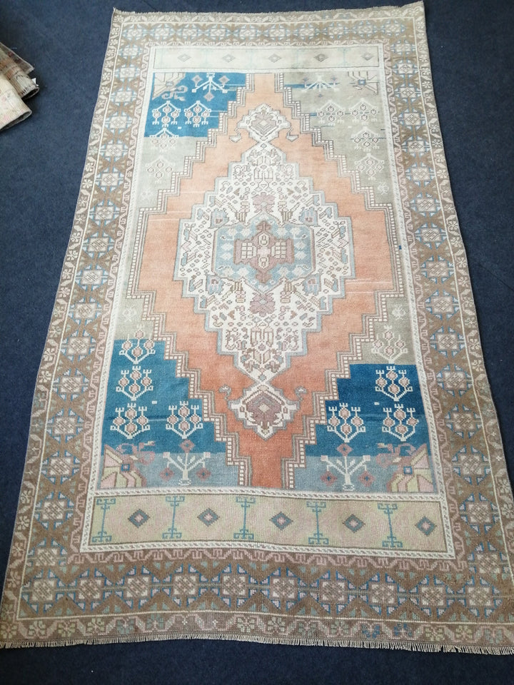 Blue Turkish Oushak Rug 4' 7" x 8' 2" Hand-Knotted | No. WR55072