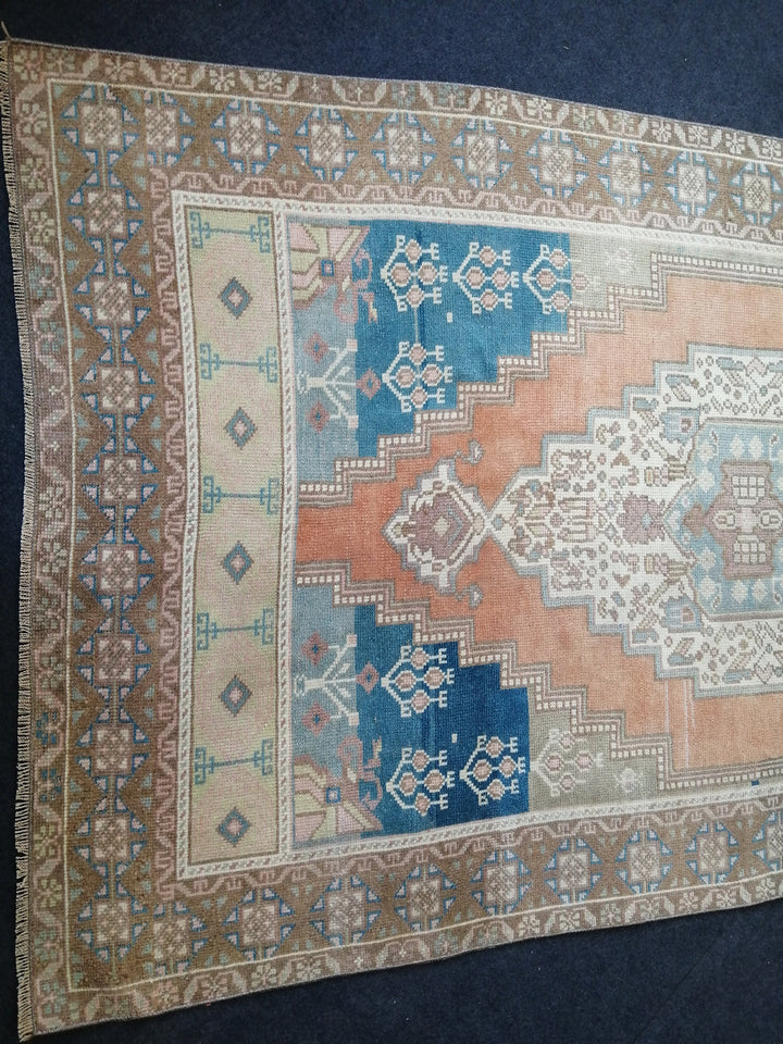 Blue Turkish Oushak Rug 4' 7" x 8' 2" Hand-Knotted | No. WR55072