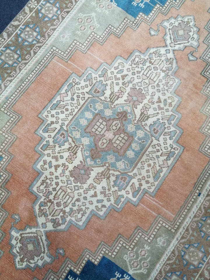 Blue Turkish Oushak Rug 4' 7" x 8' 2" Hand-Knotted | No. WR55072