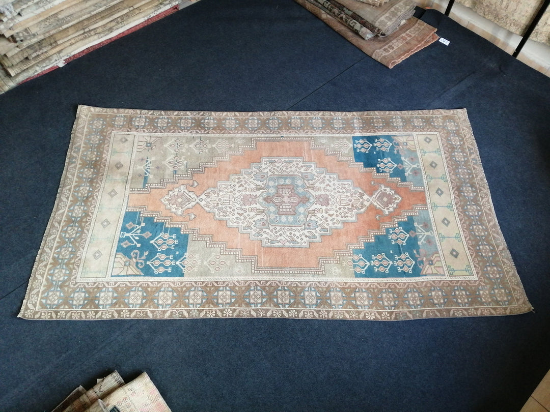 Blue Turkish Oushak Rug 4' 7" x 8' 2" Hand-Knotted | No. WR55072