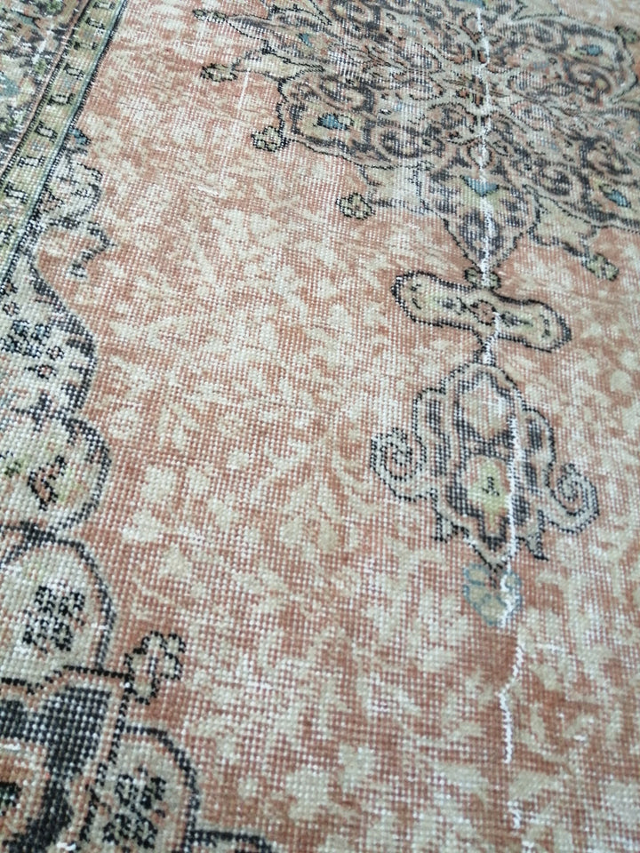 Rust Turkish Oushak Rug 3' 2" x 6' 5" Hand-Knotted texture
