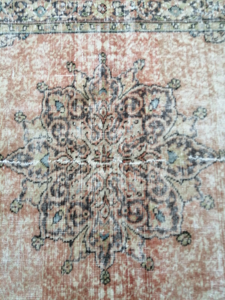 Rust Turkish Oushak Rug 3' 2" x 6' 5" Hand-Knotted reverse