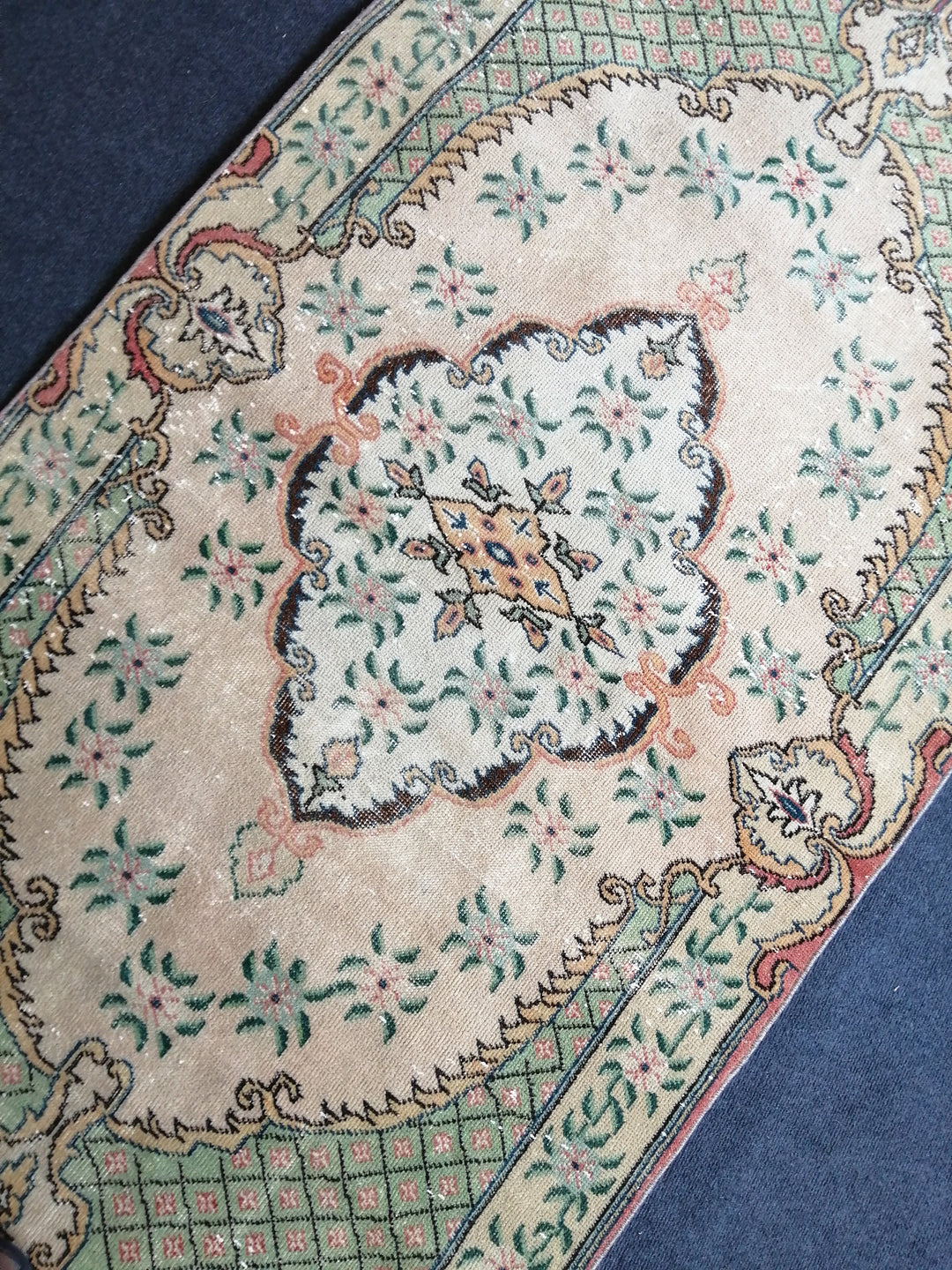 Rust Turkish Runner Rug 3' 8" x 6' 11" Hand-Knotted close-up