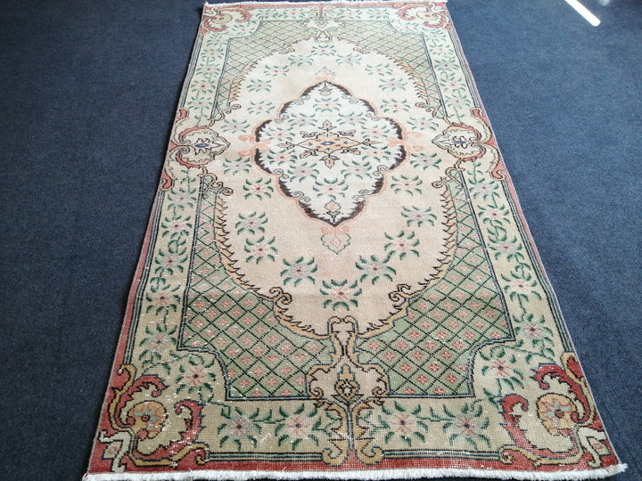 Rust Turkish Runner Rug 3' 8" x 6' 11" Hand-Knotted texture