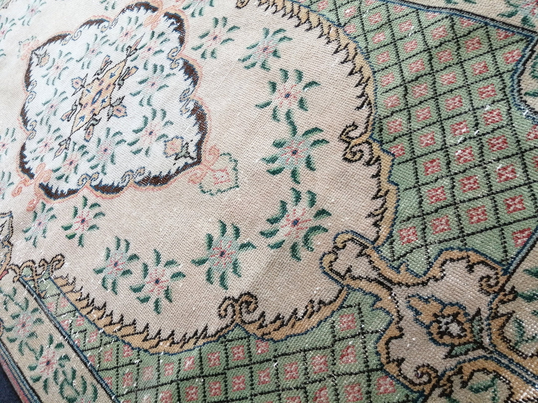 Rust Turkish Runner Rug 3' 8" x 6' 11" Hand-Knotted reverse