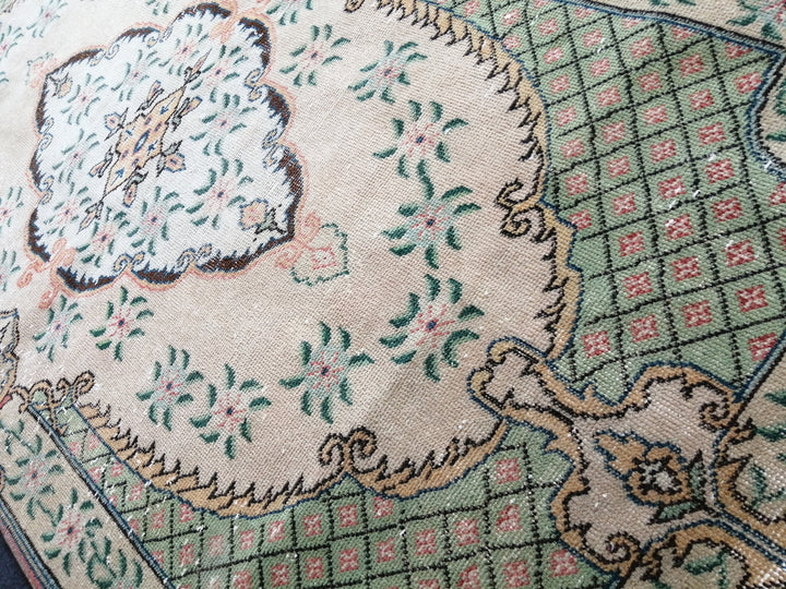 Rust Turkish Runner Rug 3' 8" x 6' 11" Hand-Knotted reverse