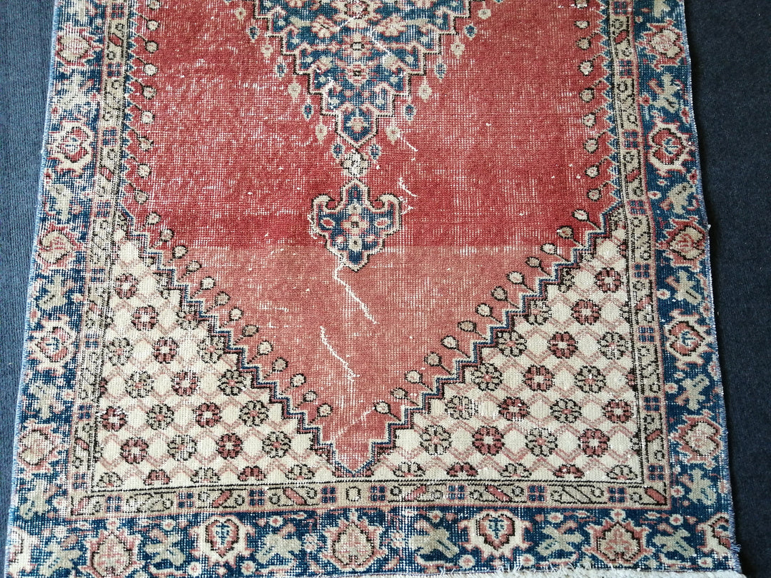 Rust Turkish Oushak Rug Hand-Knotted reverse