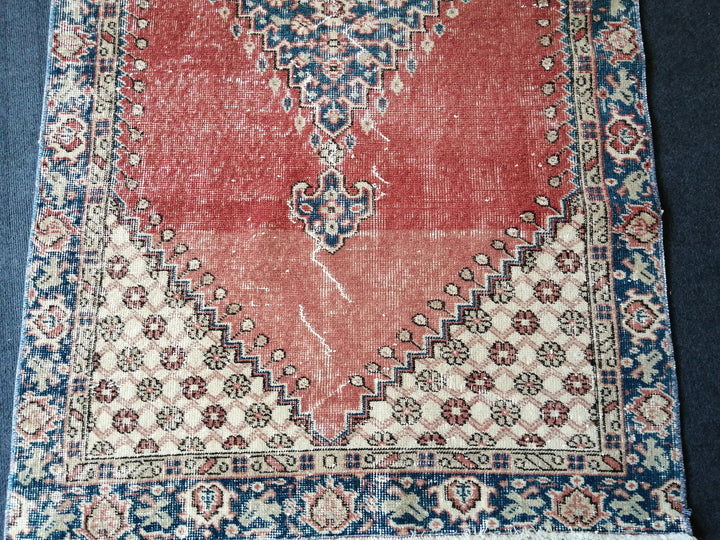 Rust Turkish Oushak Rug Hand-Knotted reverse