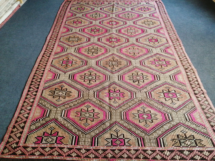 Beige Turkish Runner Rug 5' 7" x 9' Hand-Knotted