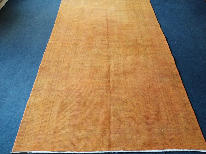 Rust Turkish Runner Rug 4' 10" x 8' Hand-Knotted close-up